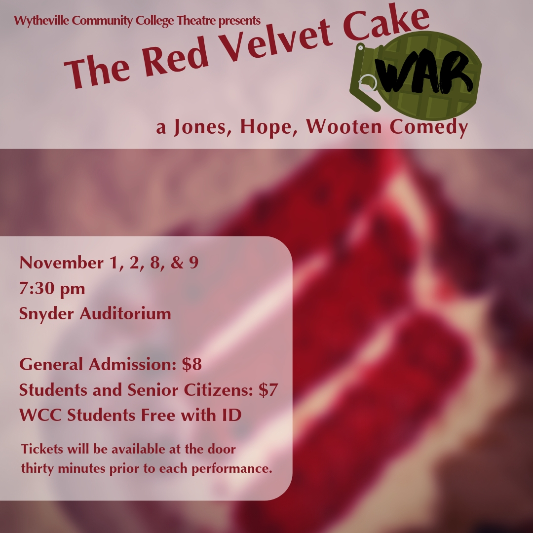 “The Red Velvet Cake War” Opens at Wytheville Community College